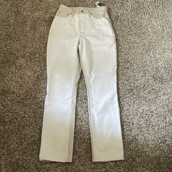 NWT!! Abercrombie Mixed Fabric 90s The Slim Straight Ultra High Rise Curve Love - Picture 10 of 14